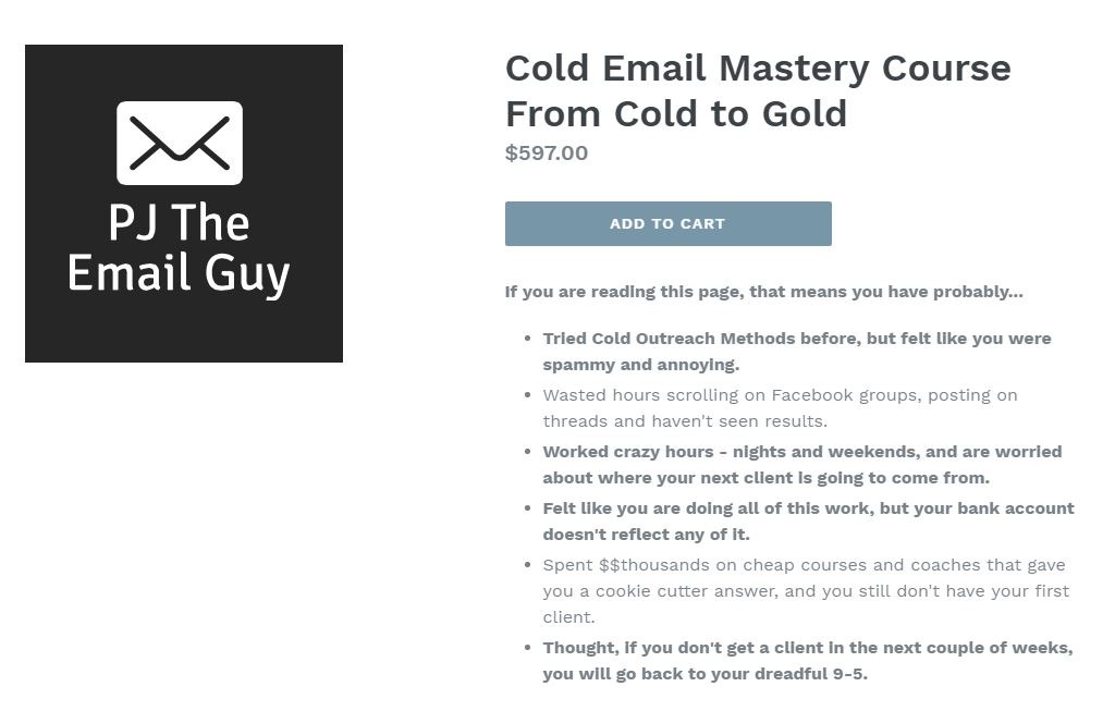 Cold Email Mastery Course From Cold to Gold – PJ The Email Guy