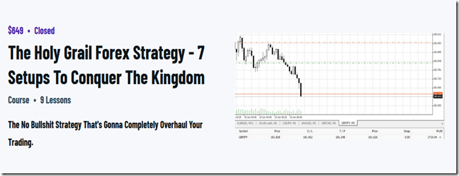 1 Minute Master – The Holy Grail Forex Strategy – 7 Setups To Conquer The Kingdom Download