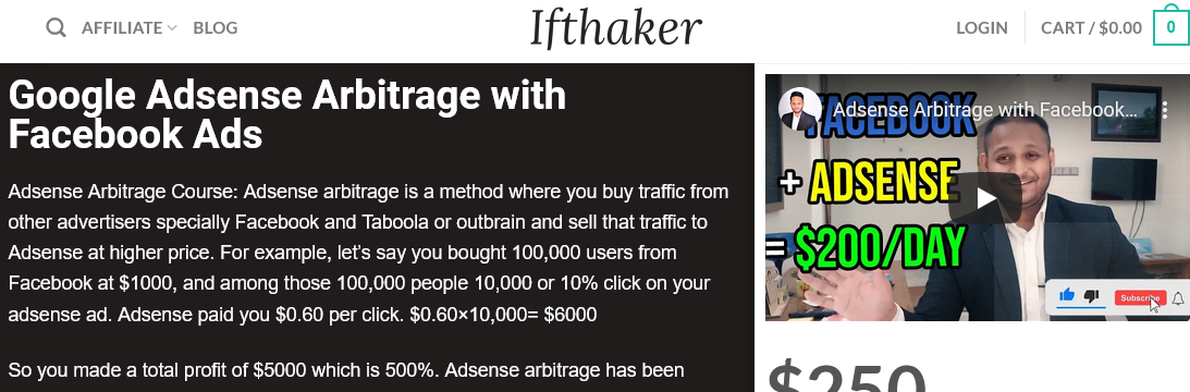 ifthaker – AdSense Arbitrage Full Masterclass Course Download